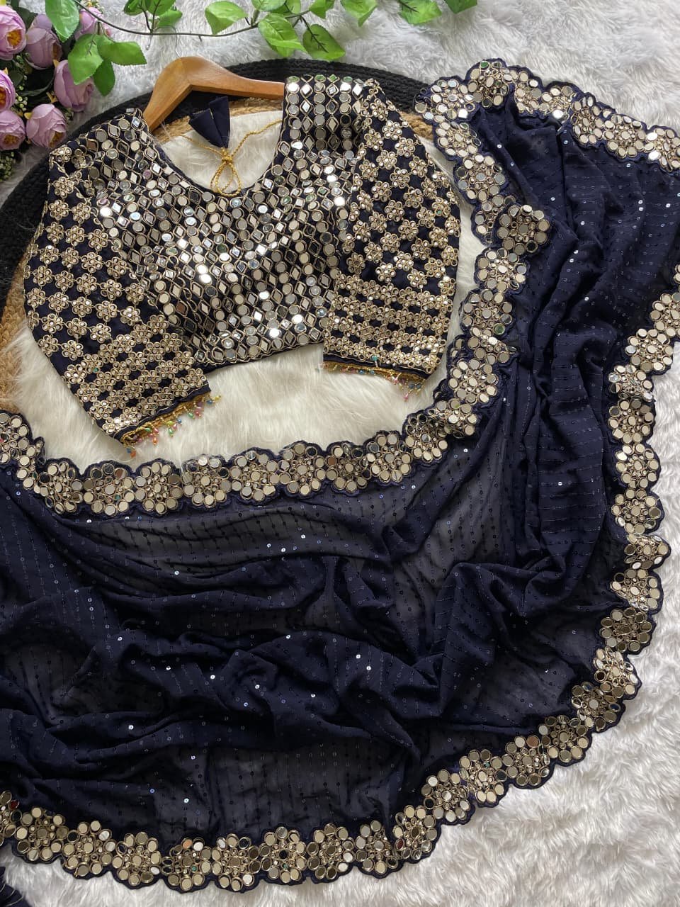 Full Saree Of Heavy quality Faux Georgette Wholesale 7 Full Saree Of Heavy quality Faux Georgette Wholesale - Image 7