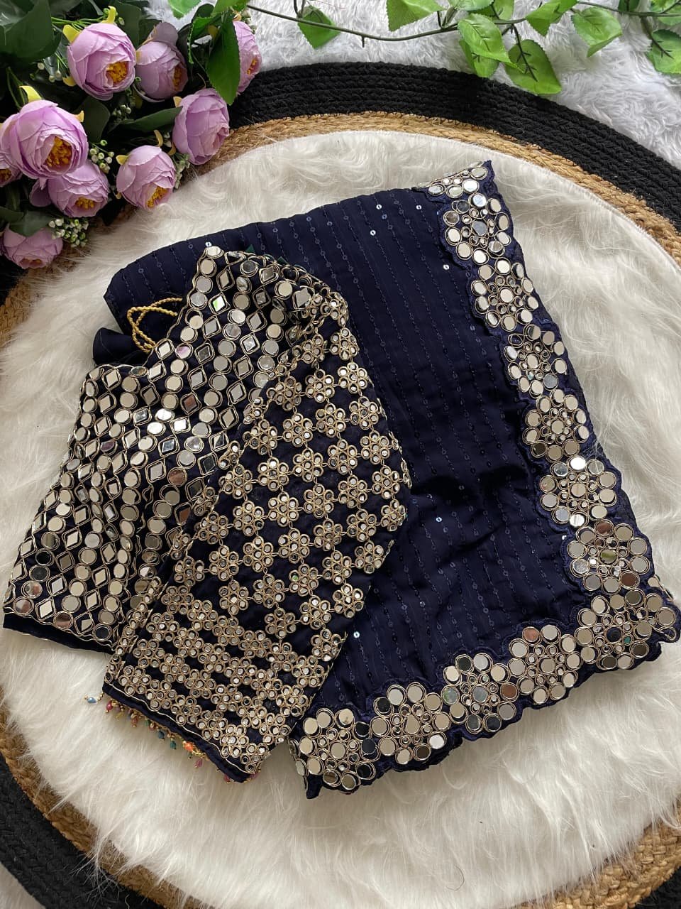 Full Saree Of Heavy quality Faux Georgette Wholesale 11 Full Saree Of Heavy quality Faux Georgette Wholesale - Image 11