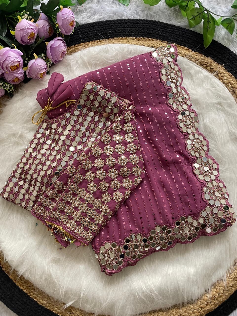 Full Saree Of Heavy quality Faux Georgette Wholesale 12 Full Saree Of Heavy quality Faux Georgette Wholesale - Image 12