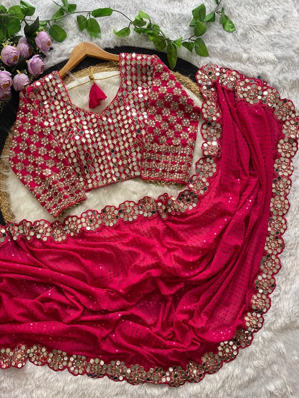 Full Saree Of Heavy quality Faux Georgette Wholesale 16 Full Saree Of Heavy quality Faux Georgette Wholesale - Image 16