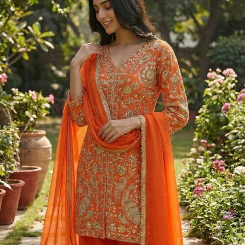 Launching New Party Wear Look Pur Heavy Faux Georgette Top Plazzo AND Dupatta Set wholesale