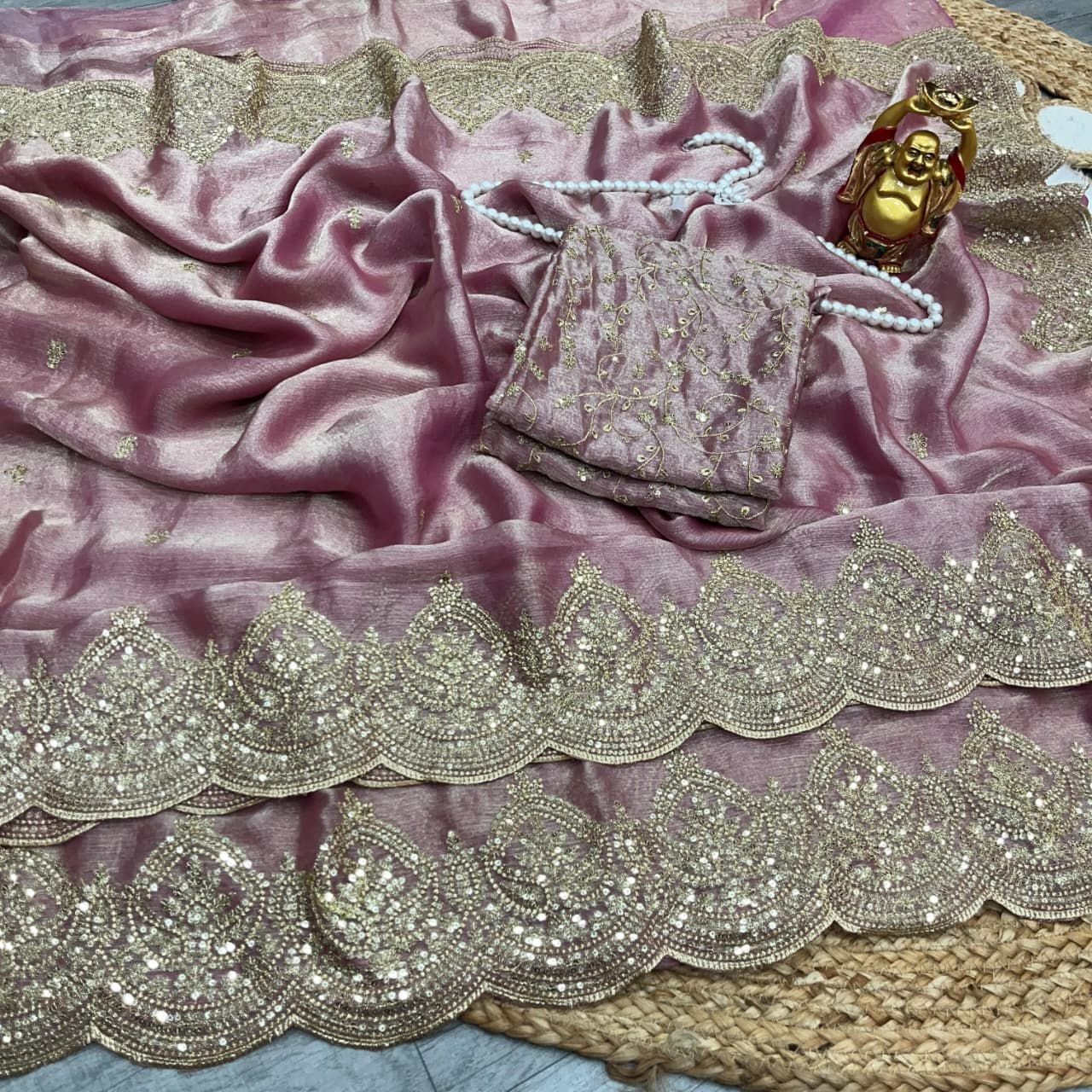 re Fandy Ciffon Saree With Beautiful 3MM Sequence Zari Work And Aarco Border WHOLESALE 6 re Fandy Ciffon Saree With Beautiful 3MM Sequence Zari Work And Aarco Border WHOLESALE - Image 5