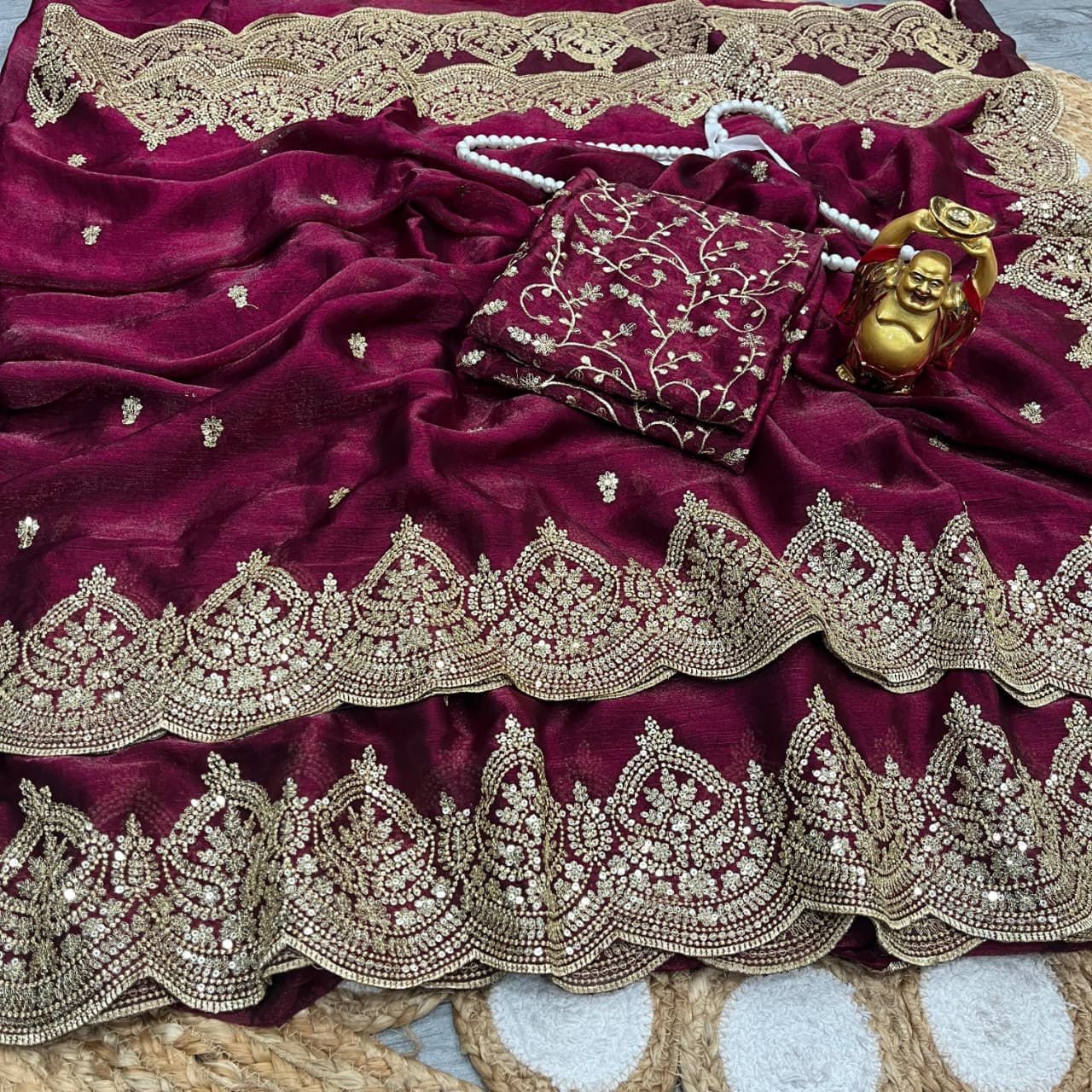 re Fandy Ciffon Saree With Beautiful 3MM Sequence Zari Work And Aarco Border WHOLESALE 8 re Fandy Ciffon Saree With Beautiful 3MM Sequence Zari Work And Aarco Border WHOLESALE - Image 7