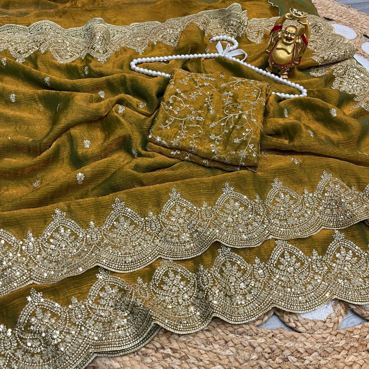 re Fandy Ciffon Saree With Beautiful 3MM Sequence Zari Work And Aarco Border WHOLESALE 10 re Fandy Ciffon Saree With Beautiful 3MM Sequence Zari Work And Aarco Border WHOLESALE - Image 9