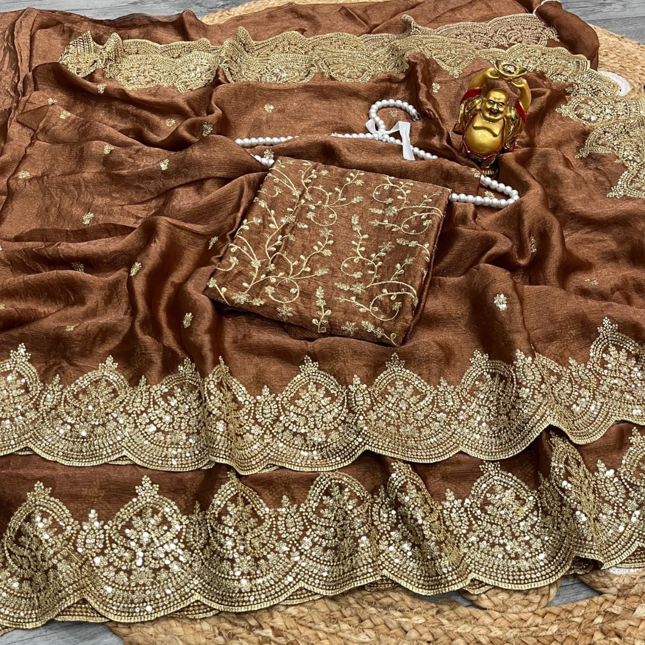 re Fandy Ciffon Saree With Beautiful 3MM Sequence Zari Work And Aarco Border WHOLESALE 12 re Fandy Ciffon Saree With Beautiful 3MM Sequence Zari Work And Aarco Border WHOLESALE - Image 11