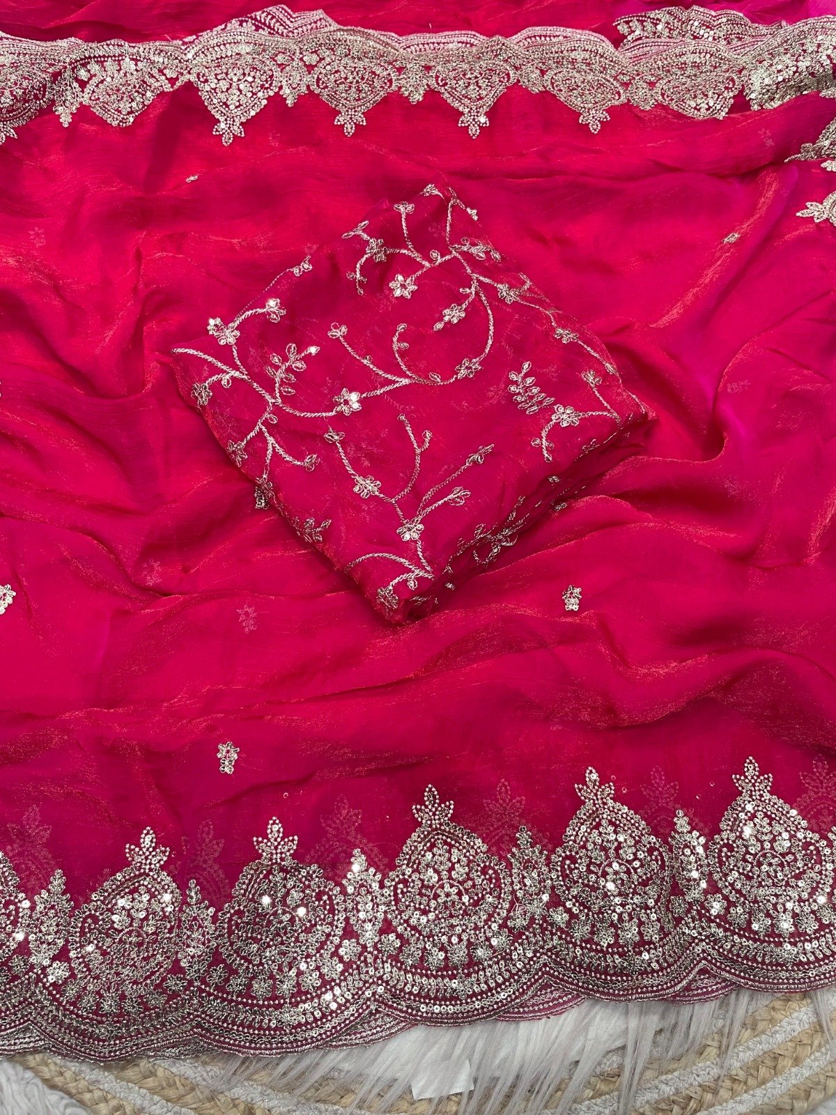 re Fandy Ciffon Saree With Beautiful 3MM Sequence Zari Work And Aarco Border WHOLESALE 14 re Fandy Ciffon Saree With Beautiful 3MM Sequence Zari Work And Aarco Border WHOLESALE - Image 13