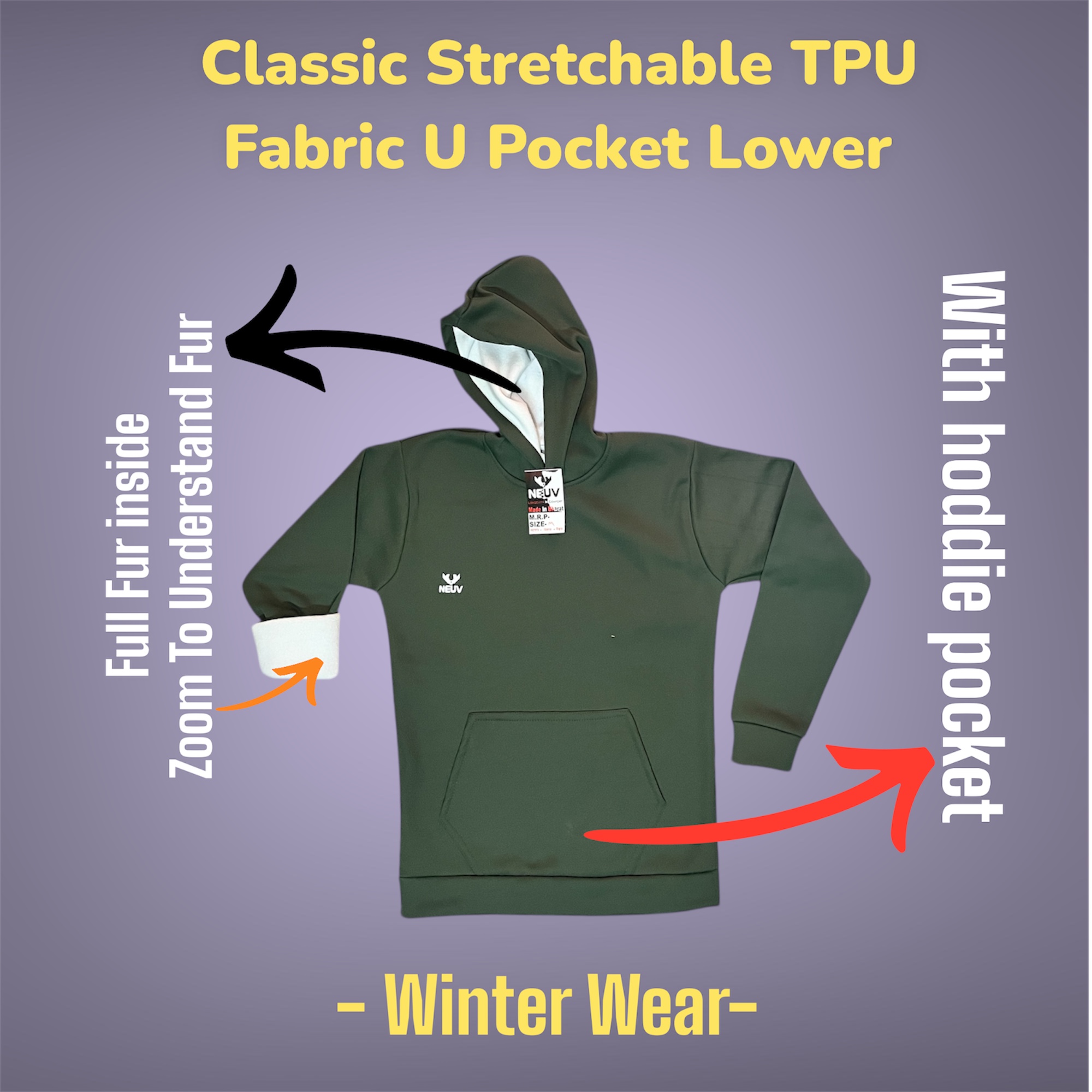 Mens Solid Full Sleeve Ribbed Hoodies 3 Mens Solid Full Sleeve Ribbed Hoodies - Image 2