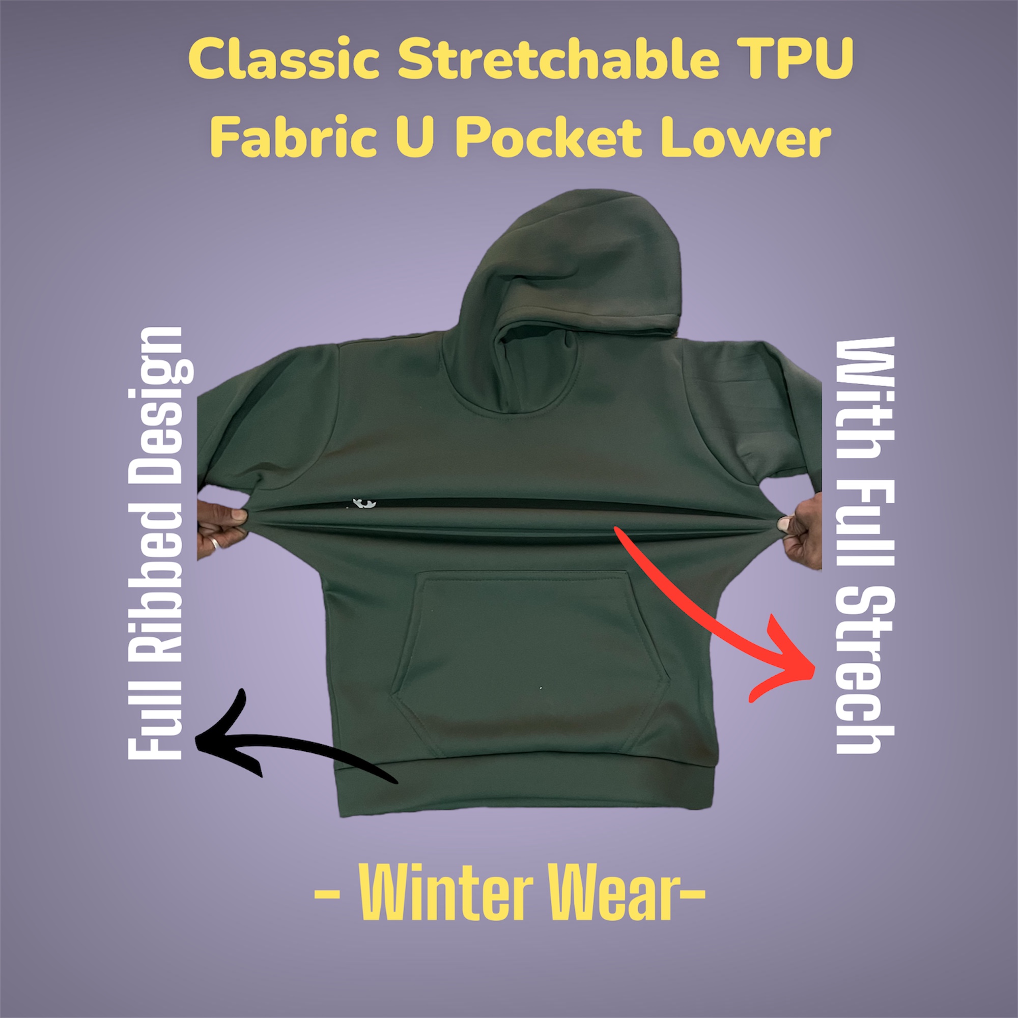 Mens Solid Full Sleeve Ribbed Hoodies 4 Mens Solid Full Sleeve Ribbed Hoodies - Image 3