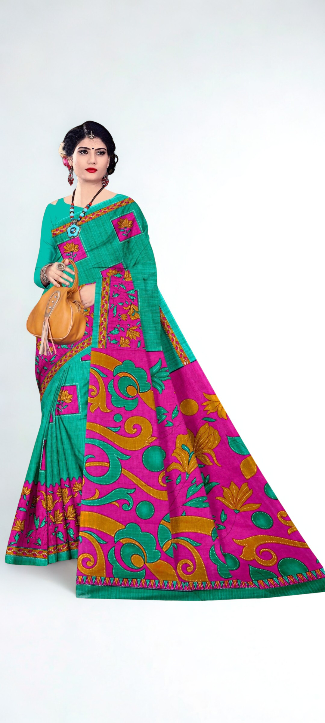 Printed Floral Design Cotton Sarees 9 Printed Floral Design Cotton Sarees - Image 8