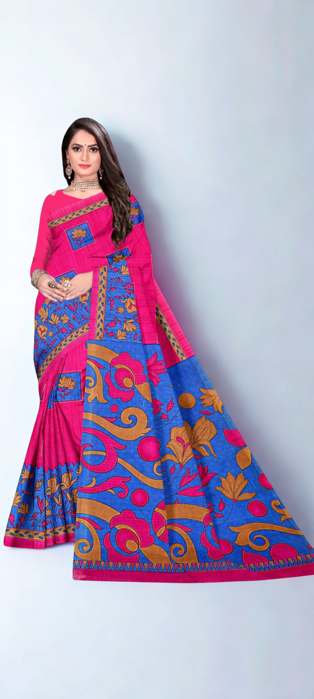Printed Floral Design Cotton Sarees 6 Printed Floral Design Cotton Sarees - Image 5