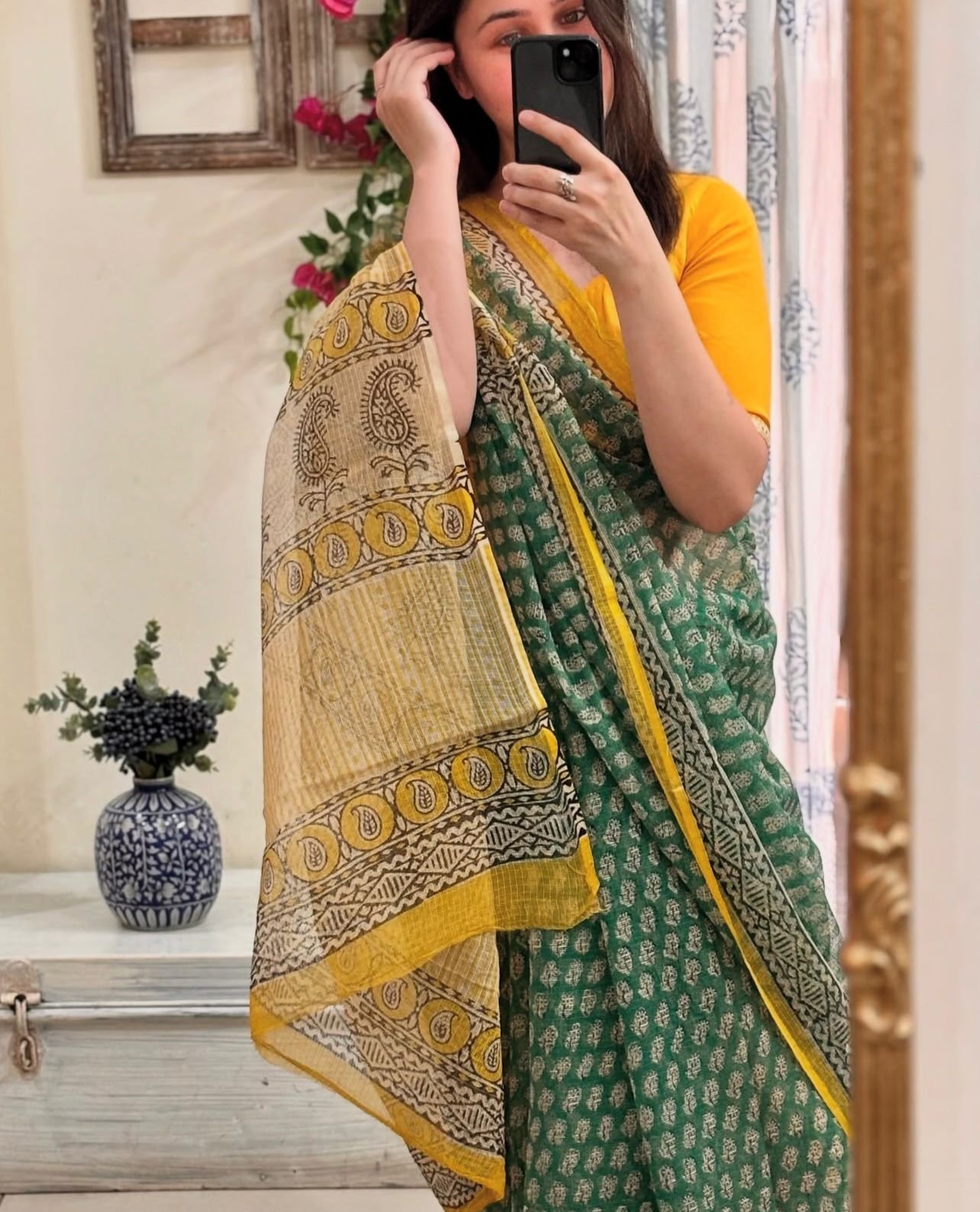 Kota Doriya With Digital Print Work And Running Designing Blouse Sarees WHOLESALE 2 Kota Doriya With Digital Print Work And Running Designing Blouse Sarees WHOLESALE - Image 2