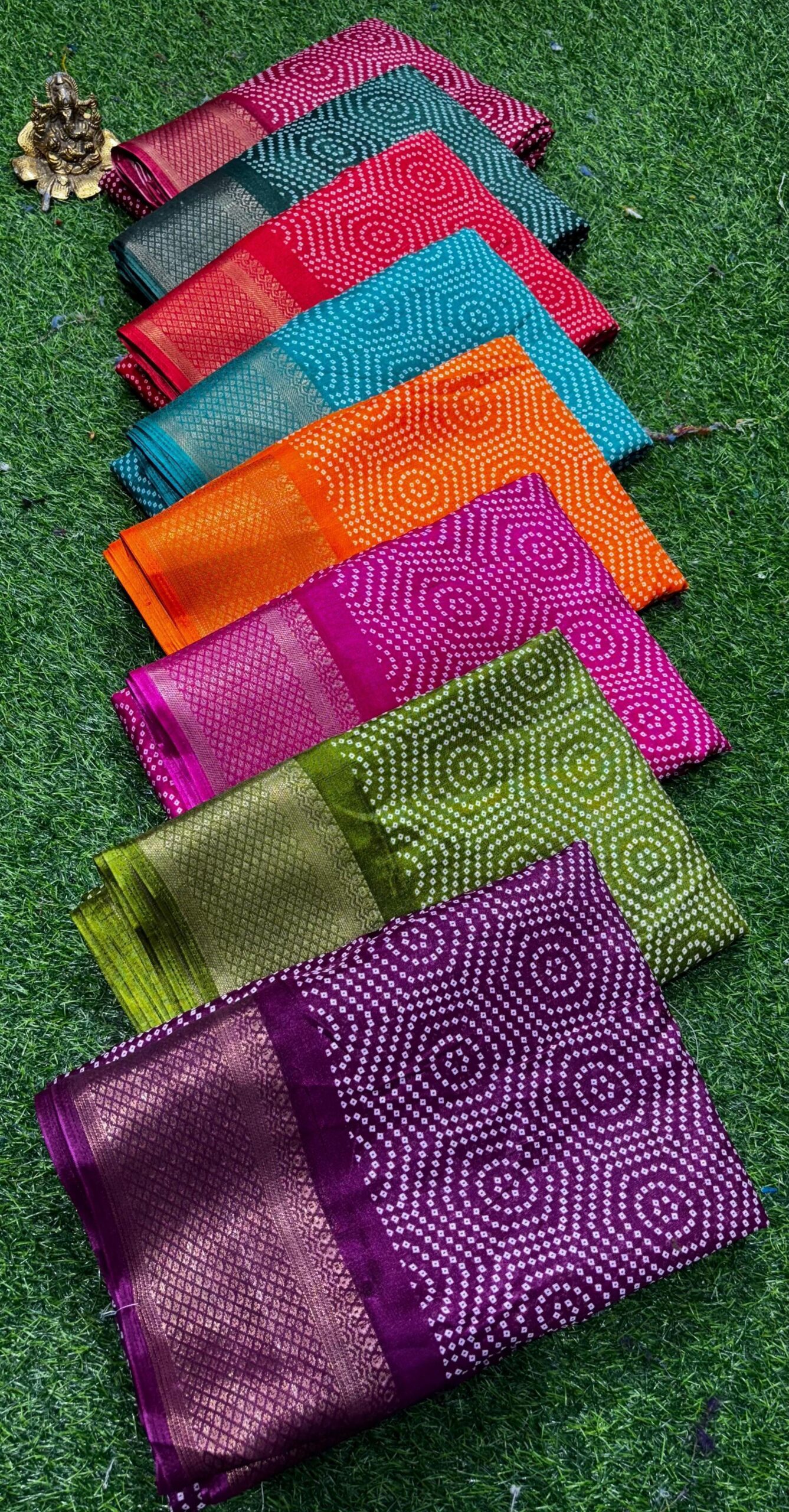 Dola Silk Saree Wholesale 2 Dola silk saree wholesale with blouse Smooth silky finish, premium look Packing: 8 sets – 1 design MOQ: 4 sets (32 pieces) Suitable for festive and party wear High-demand wholesale saree category Ideal for retailers and wholesalers