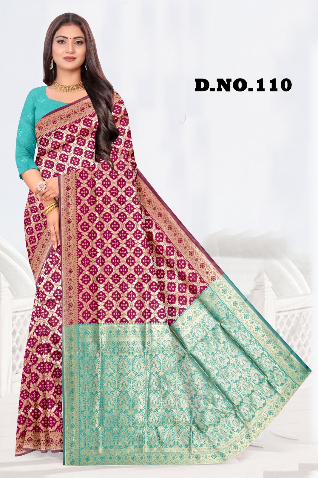 WOMEN'S HEAVY QUALITY BANARSI SAREE WITH BLOUSE COLLECTION 5 WOMEN'S HEAVY QUALITY BANARSI SAREE WITH BLOUSE COLLECTION - Image 4