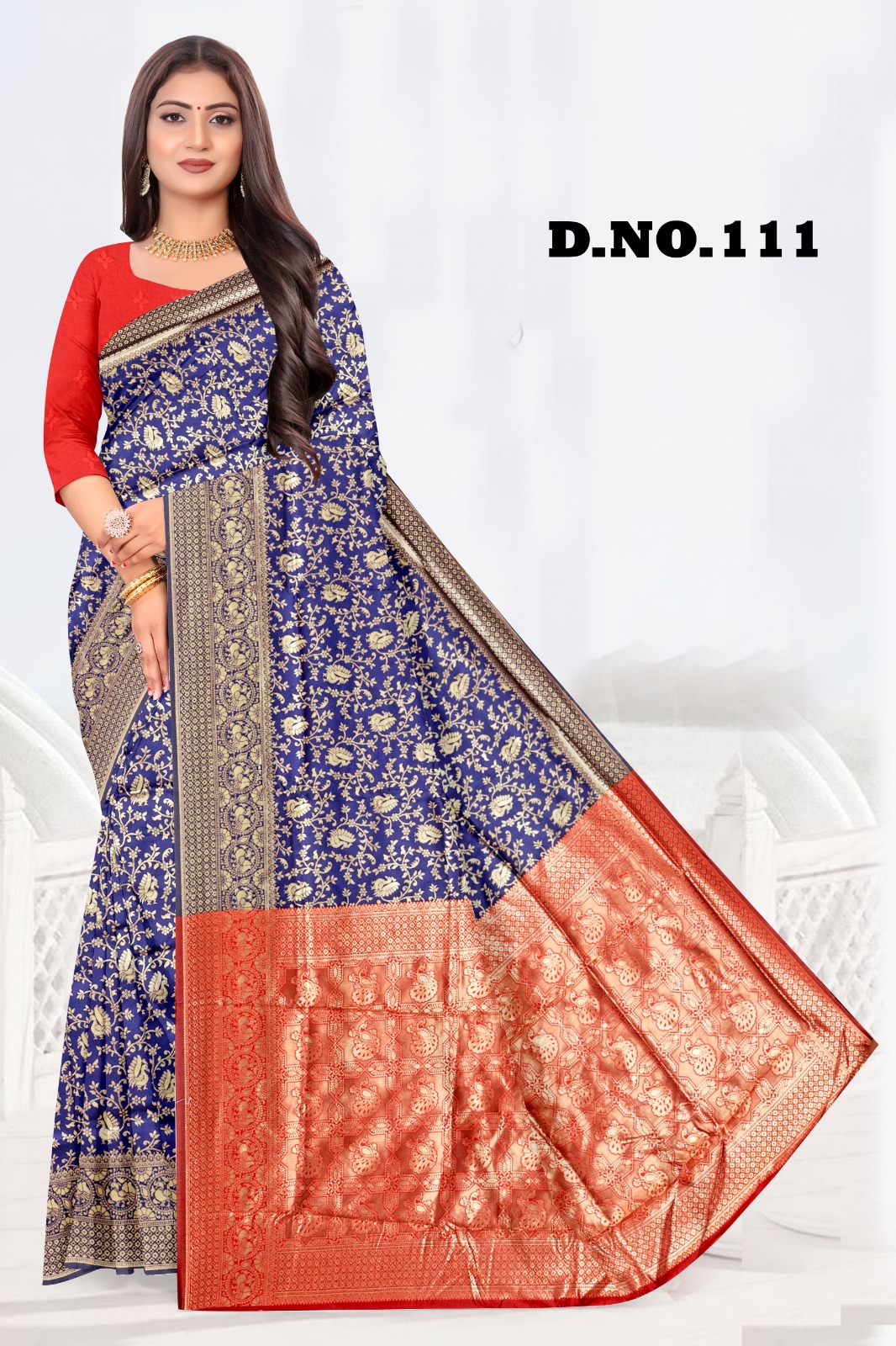 WOMEN'S HEAVY QUALITY BANARSI SAREE WITH BLOUSE COLLECTION 6 WOMEN'S HEAVY QUALITY BANARSI SAREE WITH BLOUSE COLLECTION - Image 5