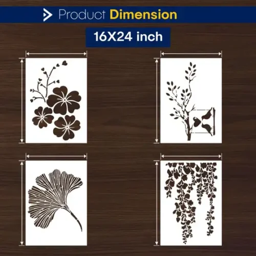 JAZZIKA ”Love Birds”,”Grasp Floret”,”Cherry Falling Leaf” DIY Reusable Design Suitable Bedroom, Living Room, Studio, Entrance & Office Decoration Modern Print Wall Stencil