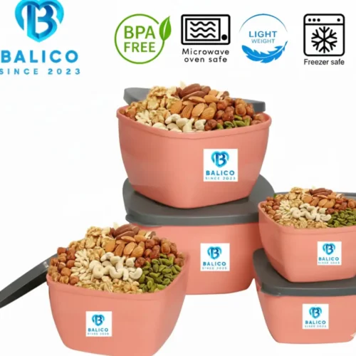 Pack of 5 Plastic Utility Container - 1850 ml, 1250 ml, 850 ml, 550 ml, 400 ml