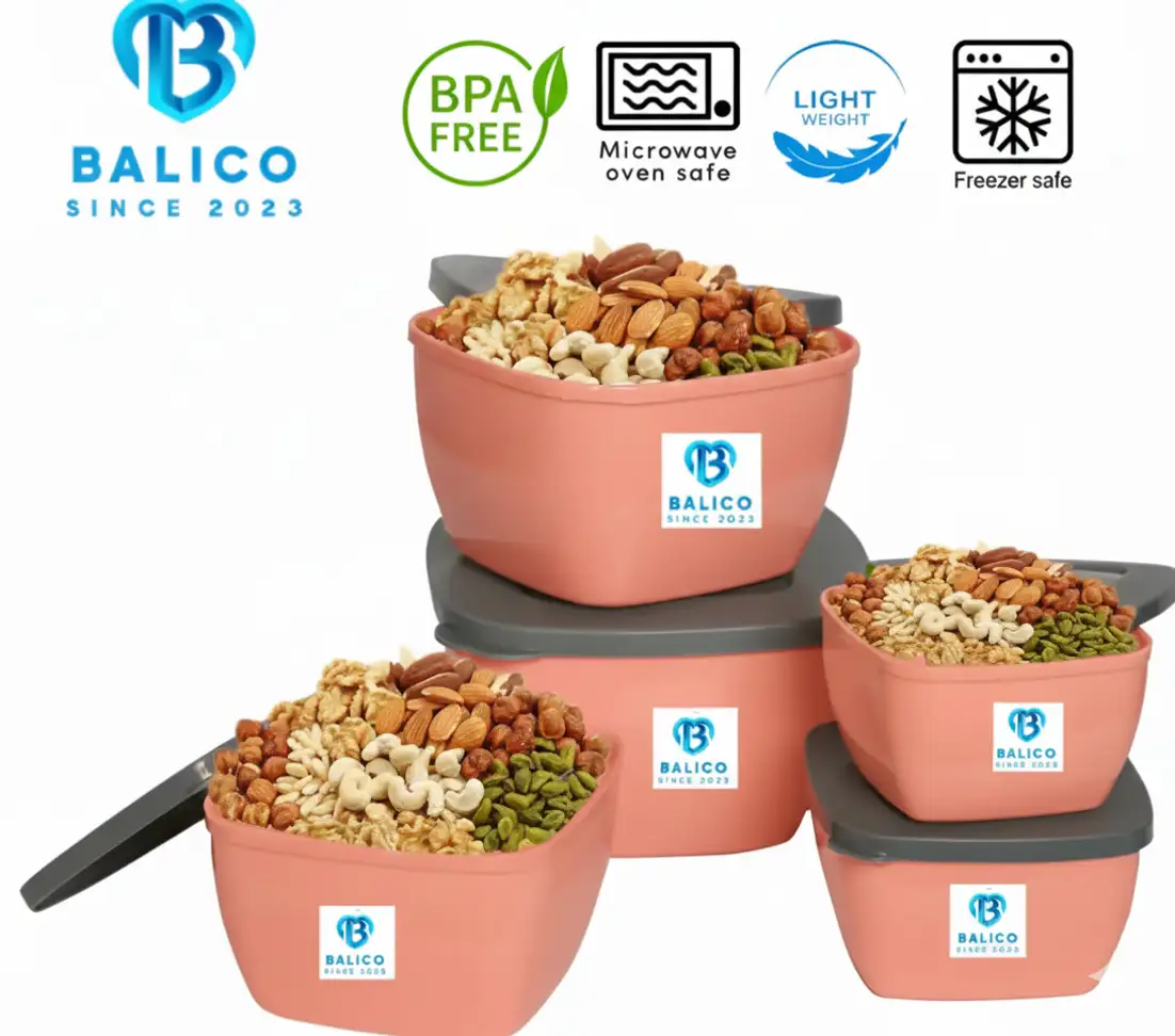 Pack of 5 Plastic Utility Container - 1850 ml, 1250 ml, 850 ml, 550 ml, 400 ml 2 Pack of 5 Plastic Utility Container - 1850 ml, 1250 ml, 850 ml, 550 ml, 400 ml