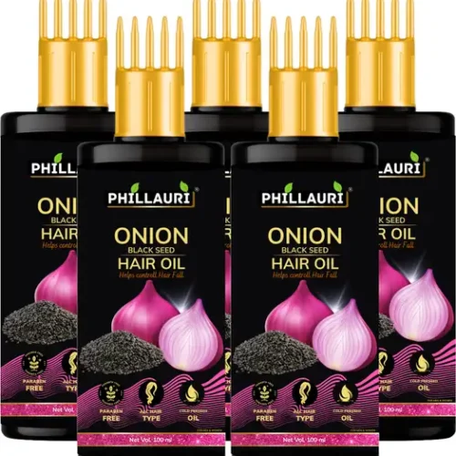 Phillauri Onion Oil for Hair Regrowth Aryuvedic Hair Oil 100ml (Pack of 5) Hair Oil (500 ml)
