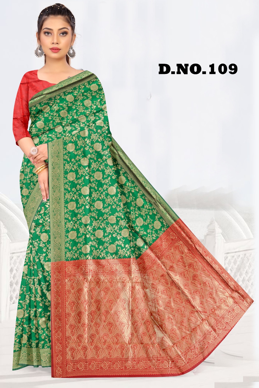 WOMEN'S HEAVY QUALITY BANARSI SAREE WITH BLOUSE COLLECTION 3 WOMEN'S HEAVY QUALITY BANARSI SAREE WITH BLOUSE COLLECTION - Image 3