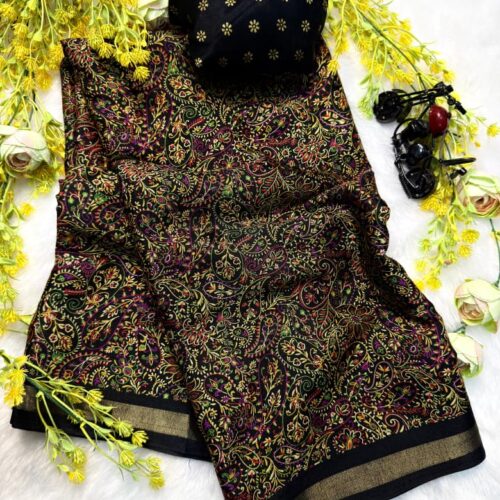 Ajrakh Gajji Crepe Silk Saree