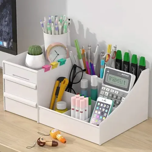 AK10ZONE 7 Compartments Plastic Countertop Storage for Dressing Table & Stationery items
