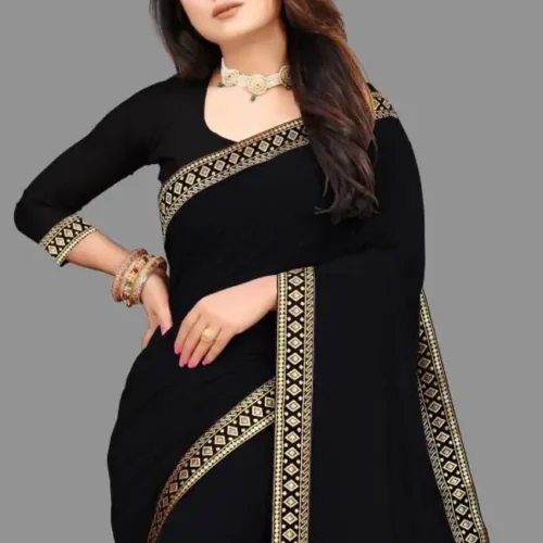 FINEFABRICS Dyed Bollywood Art Silk Saree with Unstitched Blouse