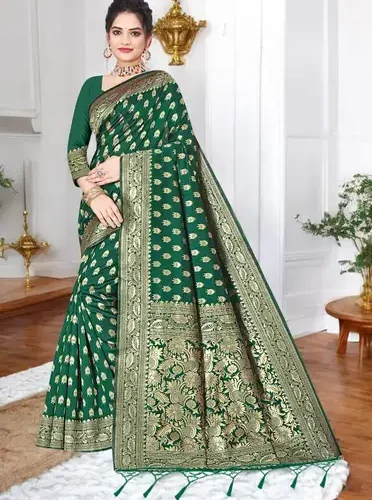 Pikham Embellished Banarasi Art Silk Saree with Unstitched Blouse 14 Pikham Embellished Banarasi Art Silk Saree with Unstitched Blouse