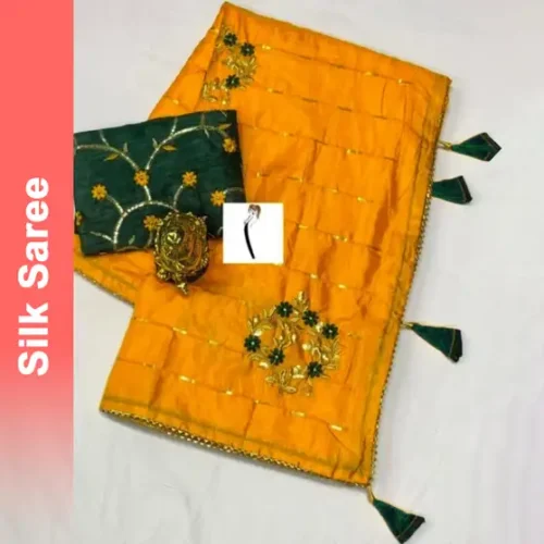 sadika Woven, Embroidered Bollywood Art Silk Saree with Unstitched Blouse