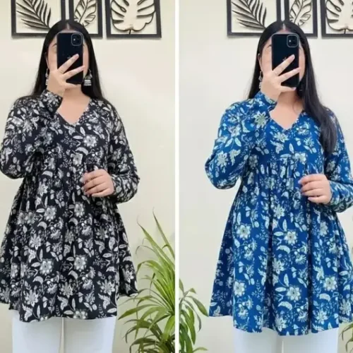 Vankar Floral Print Kurta