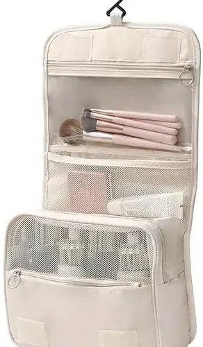 Otiporter Multifunction Portable Brush/Shaving Kit/Medicine Holder Bag Cosmetic Makeup Pouch Vanity Box (Beige) 3 Otiporter Multifunction Portable Brush/Shaving Kit/Medicine Holder Bag Cosmetic Makeup Pouch Vanity Box (Beige)