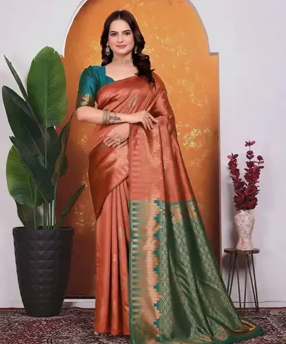 Kanooda Prints Embellished Bollywood Silk Blend Saree with Unstitched Blouse 2 Kanooda Prints Embellished Bollywood Silk Blend Saree with Unstitched Blouse
