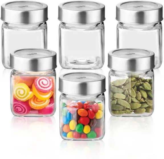 Panel's Pack of 6 Glass Grocery Container - 300 ml Clear 2 Panel's Pack of 6 Glass Grocery Container - 300 ml Clear