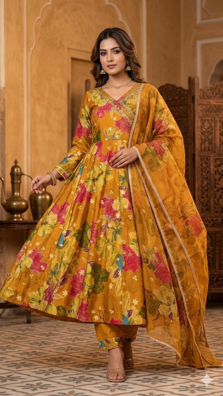 tally Heavy Cotton 60/60 , Berlin Cotton, and Heavy Muslin Anarkali 3 pcs sets 5 tally Heavy Cotton 60/60 , Berlin Cotton, and Heavy Muslin Anarkali 3 pcs sets - Image 4