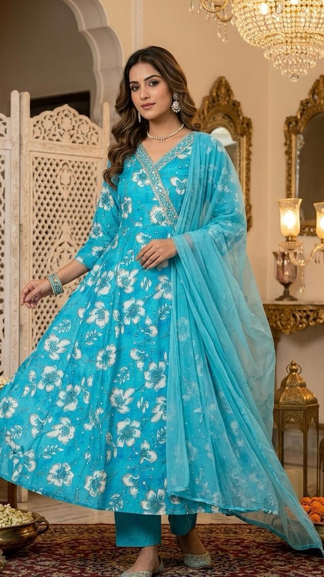 tally Heavy Cotton 60/60 , Berlin Cotton, and Heavy Muslin Anarkali 3 pcs sets 6 tally Heavy Cotton 60/60 , Berlin Cotton, and Heavy Muslin Anarkali 3 pcs sets - Image 5