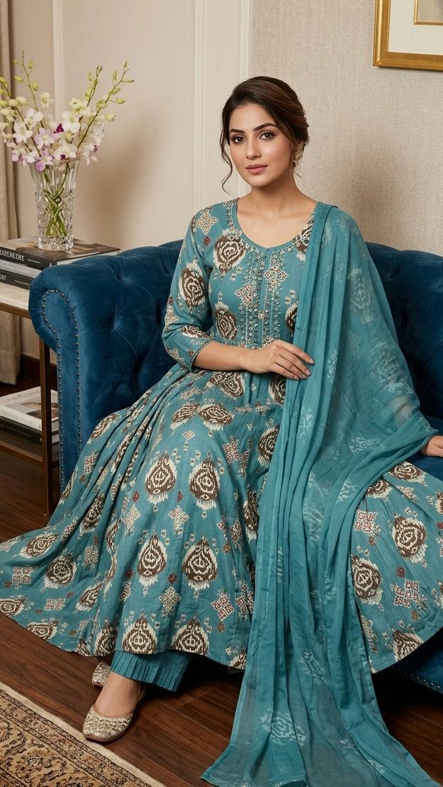 tally Heavy Cotton 60/60 , Berlin Cotton, and Heavy Muslin Anarkali 3 pcs sets 7 tally Heavy Cotton 60/60 , Berlin Cotton, and Heavy Muslin Anarkali 3 pcs sets - Image 6