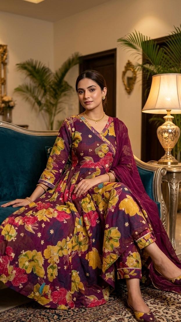 tally Heavy Cotton 60/60 , Berlin Cotton, and Heavy Muslin Anarkali 3 pcs sets 2 tally Heavy Cotton 60/60 , Berlin Cotton, and Heavy Muslin Anarkali 3 pcs sets