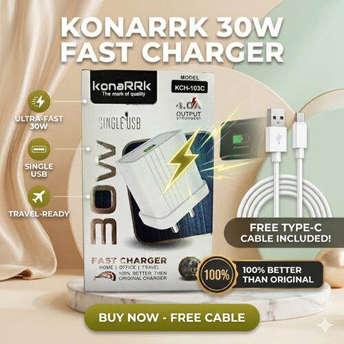 onarrk 25W Single USB Charger With Free Type-C Cable 2 OuMGhvtWPNPUoGA82S9 | VastrMitr