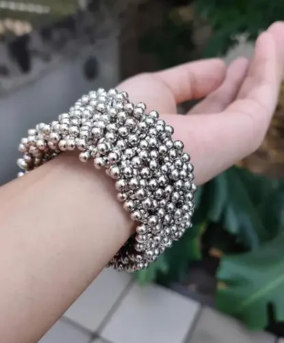 PRASUB Alloy Beads Silver Coated Bangle 9 PRASUB Alloy Beads Silver Coated Bangle