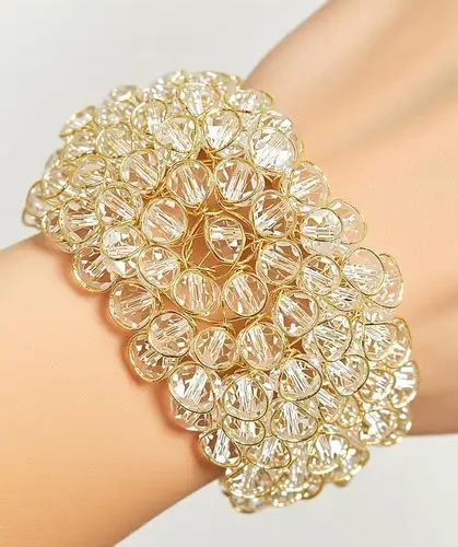 JDX Metal, Crystal Crystal Gold-plated Bangle 16 JDX Metal, Crystal Crystal Gold-plated Bangle