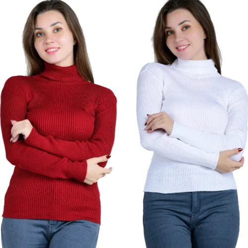 Women's Ribbed High Neck Top